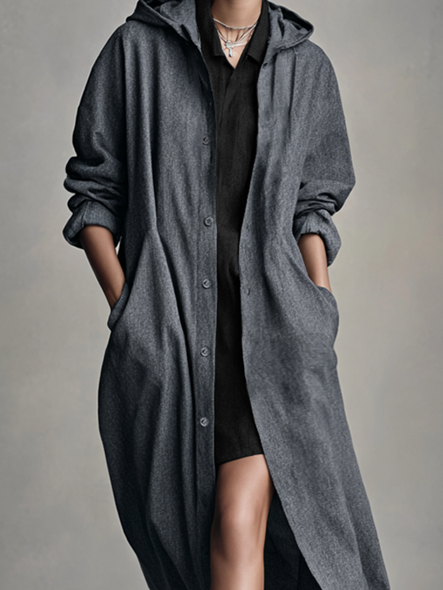 Women's Hooded Button-Front Relaxed Mid-length Coat MDA2577K8AP