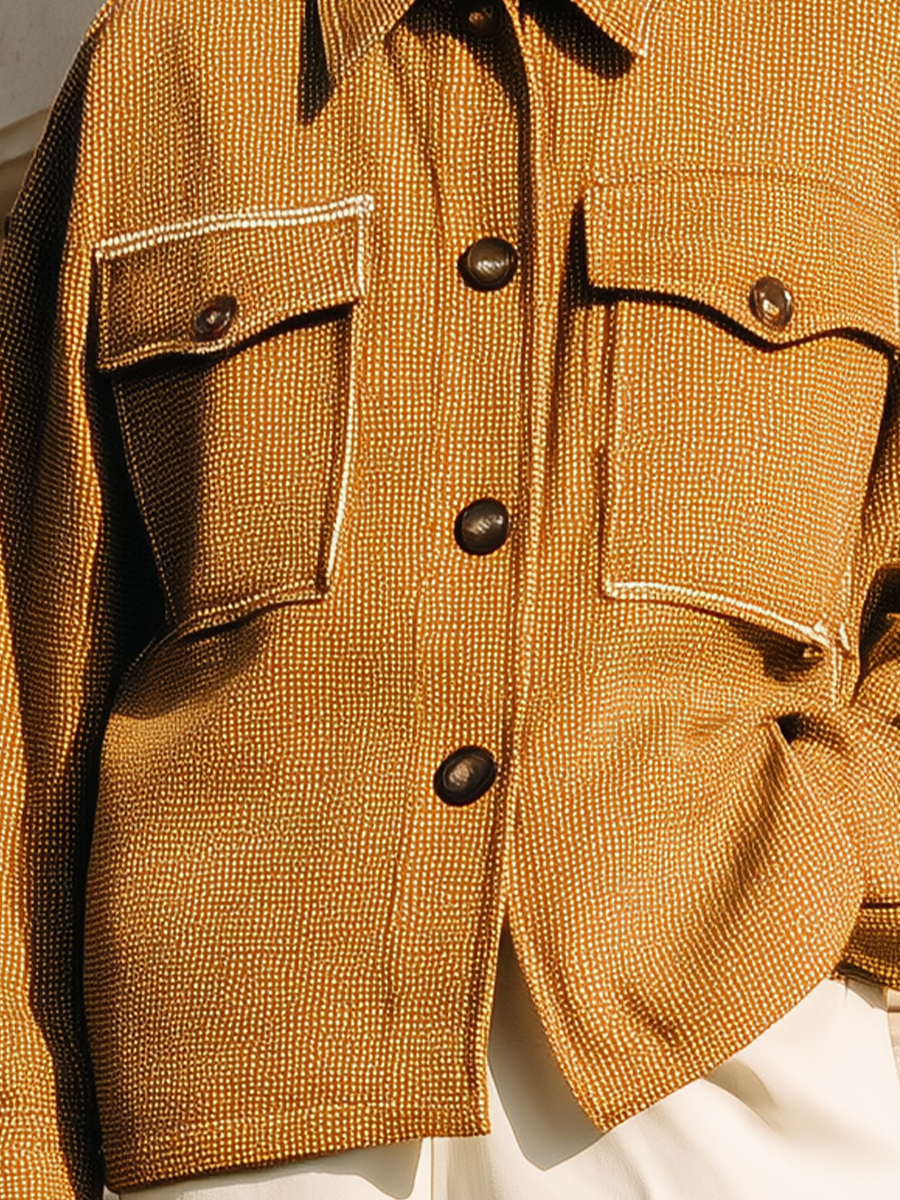 Women's Warm Brown Wool Retro Loose Workwear Jacket MDA0821K2T