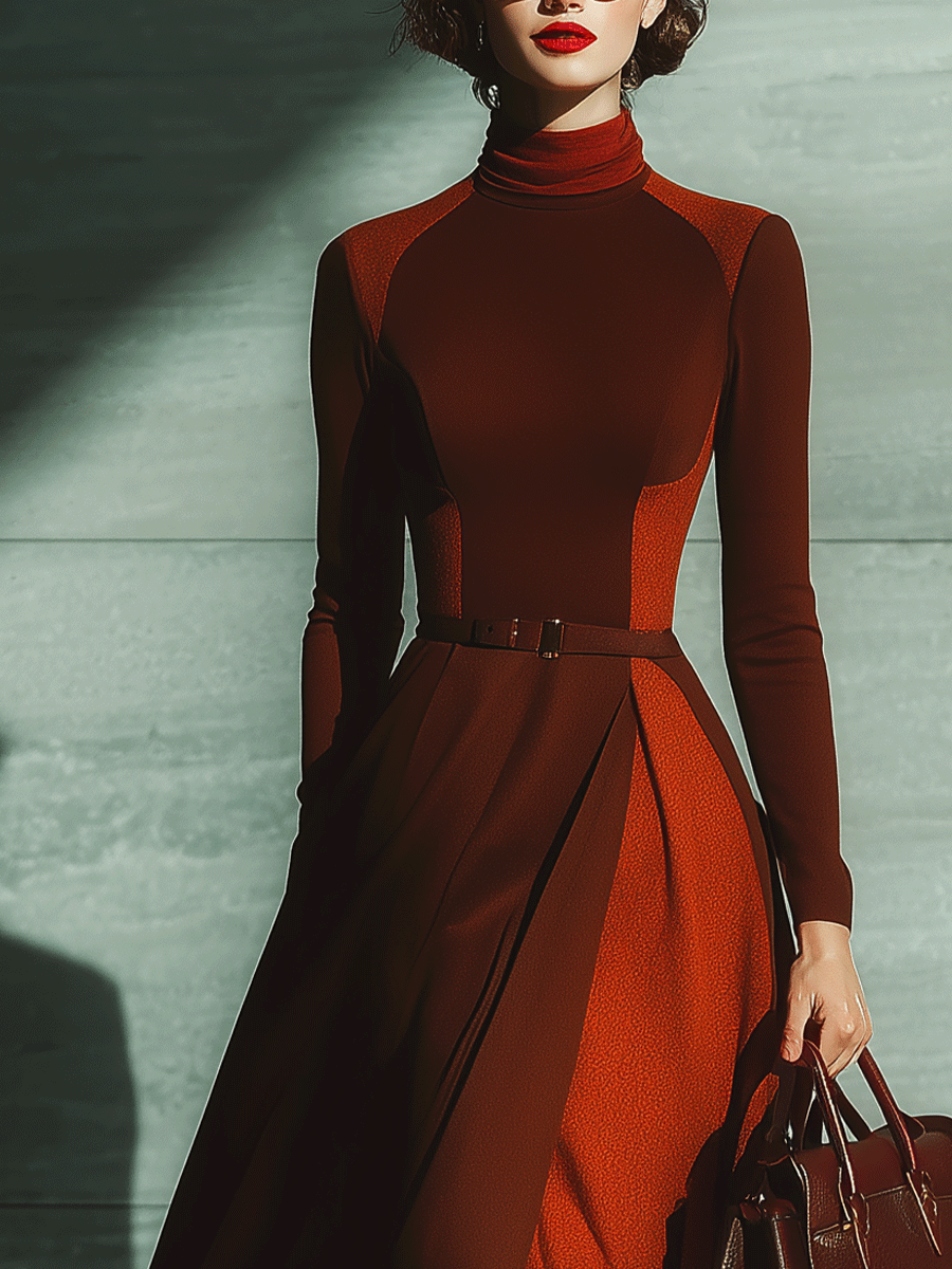 Women's Sophisticated Tailored Blended Mide Dress (Without Belt) MDA2546G6I