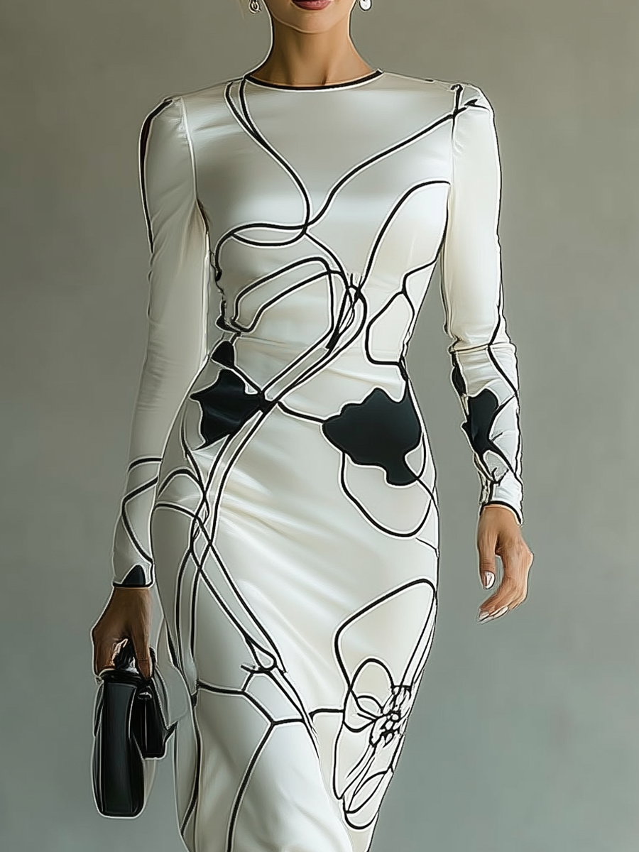 Women's White Floral Chiffon Print Maxi Dress MDA3048G0T