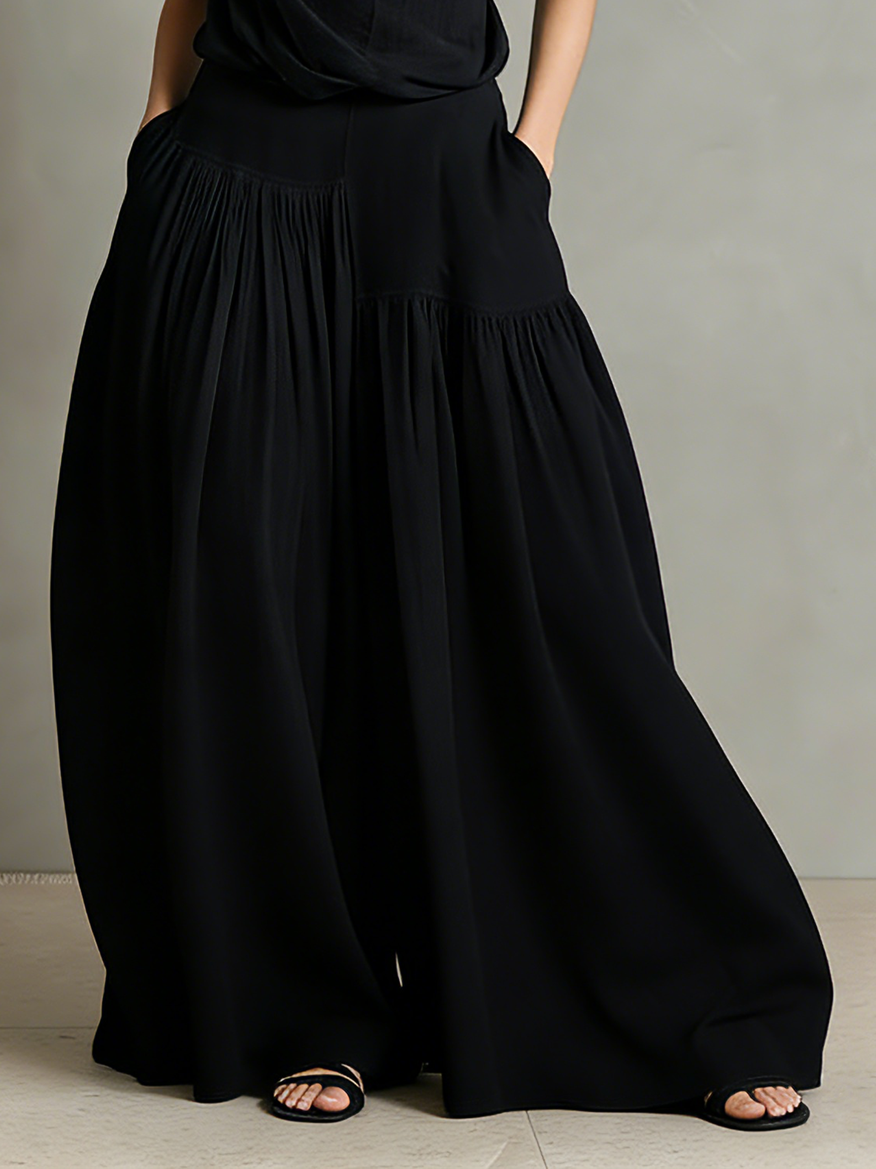 Women's Minimalist Off-shoulder Blouse With Loose-fitting Wide-leg Pants Set