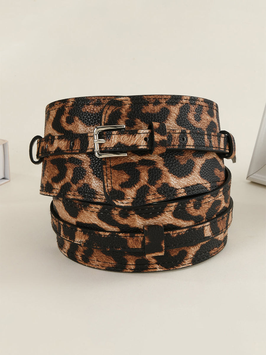 Women's Leopard - Print Fashion Faux Leather Asymmetric - Design Waist Belt MDA1699H0I