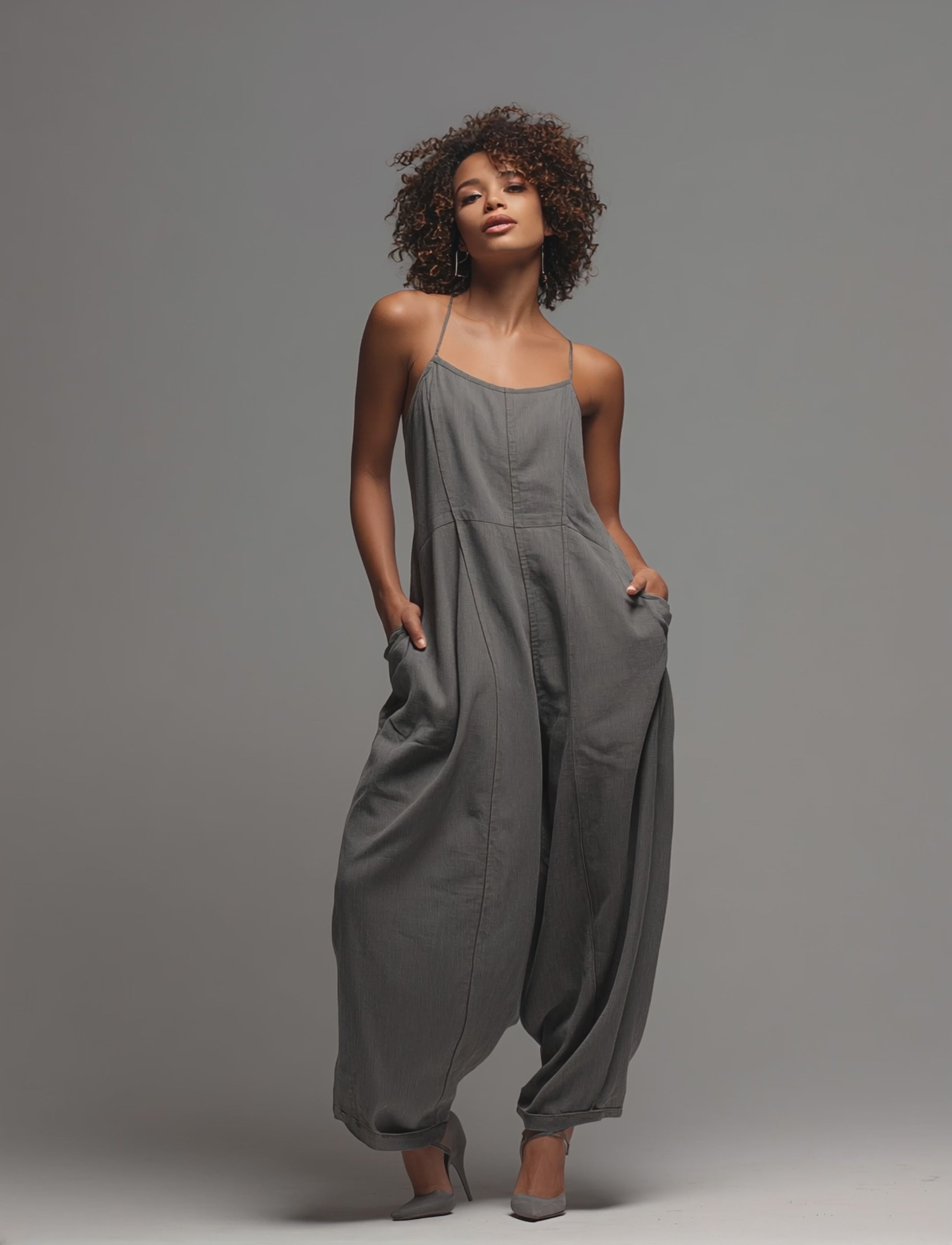 Women's Minimalist Loose-Fit Strappy Jumpsuit MDZ0151F6Y