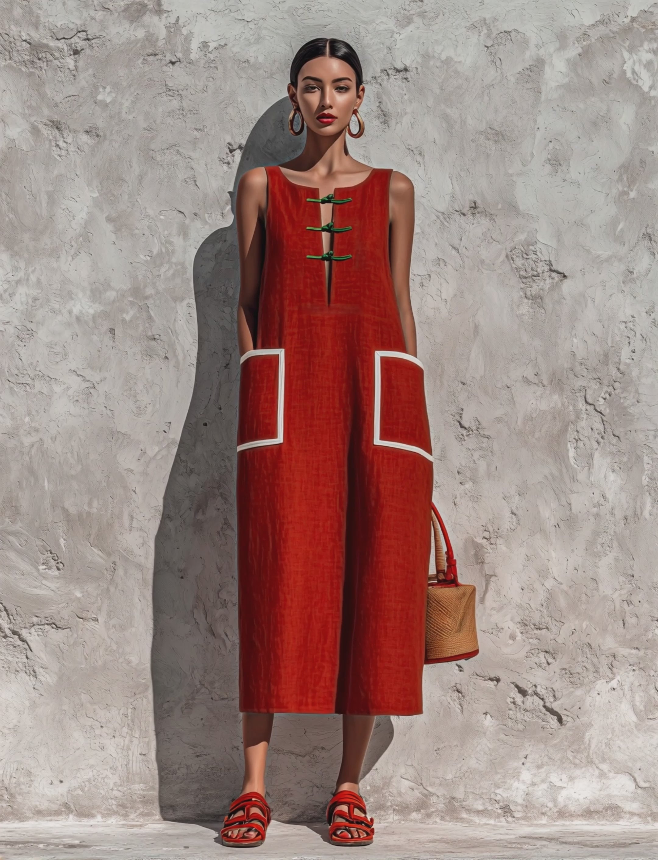 womens red cotton dress Tecovas Women's Sleeveless A-Line Maxi Dress, Red, Cotton, Size Medium