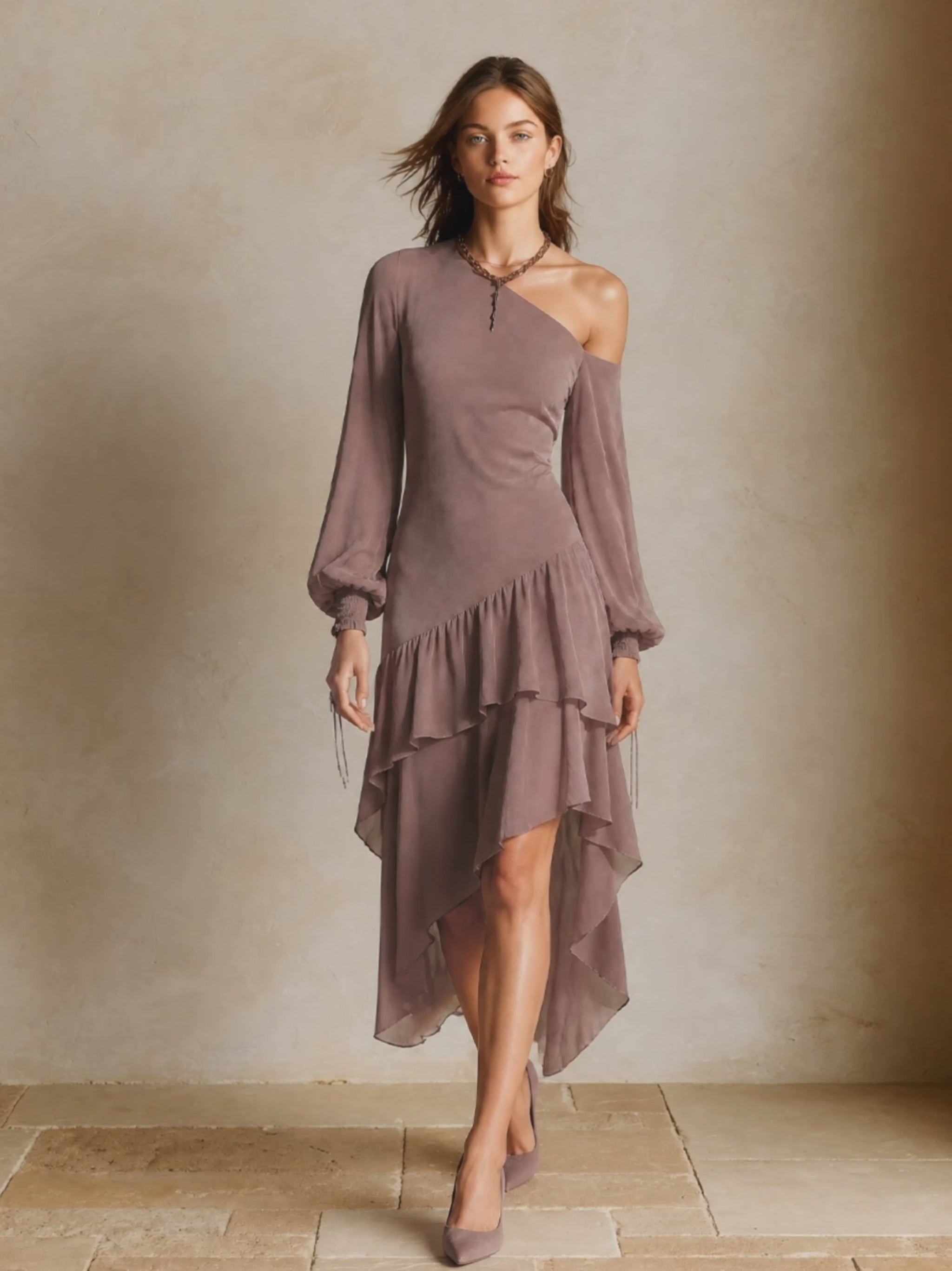 simple chiffon midi dress Women's One Shoulder Ruffle Hem Asymmetric MDZ0104I – Modesees defining design flatters the Size:XL 20 Floral chiffon Occasion:Wedding-Guest Baltic Born Womens Berlin