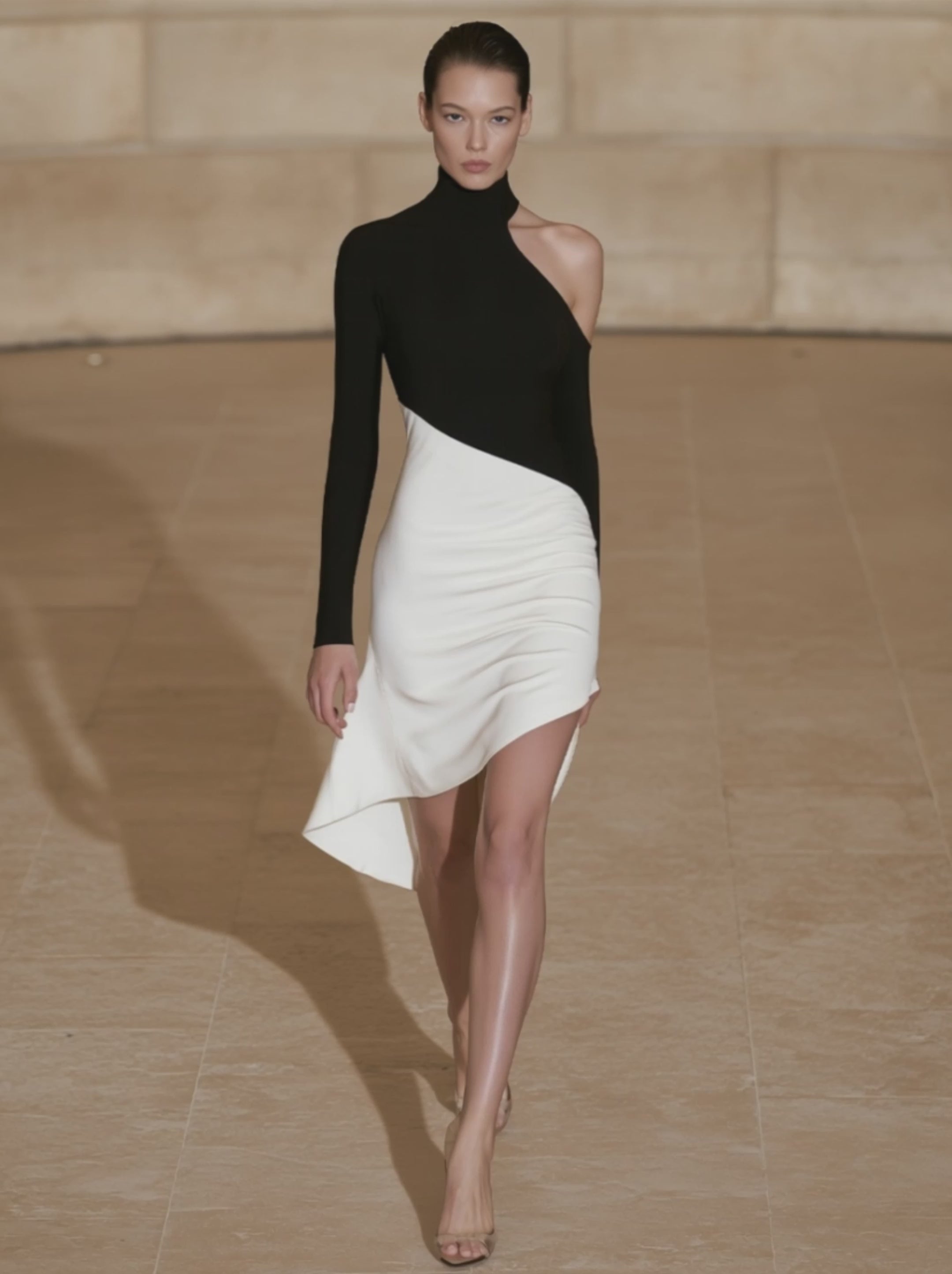 Women's Turtleneck One Shoulder Dress