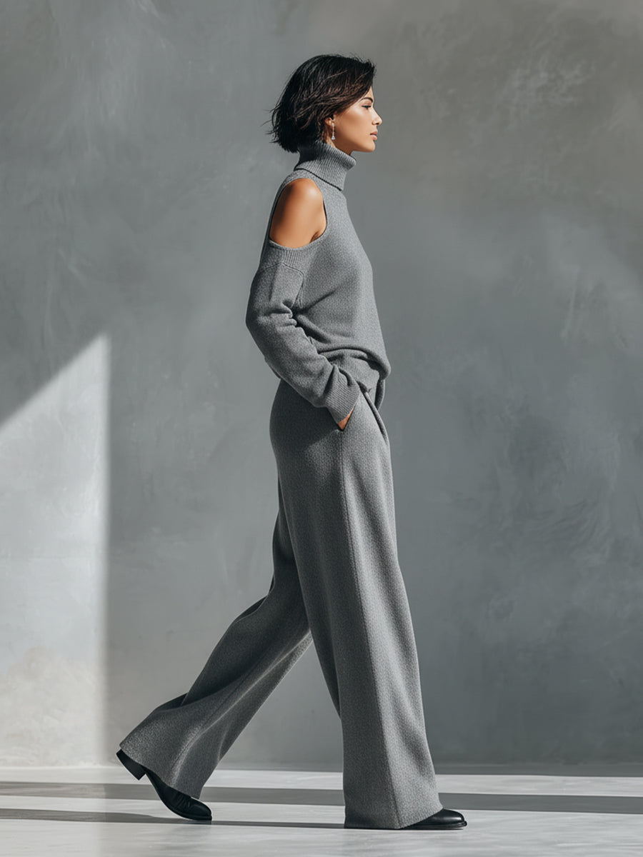 Women's One-shoulder Cut-out Modern Knit-Blend Set MDA2539G2I